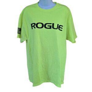 Rogue Neon Green T-Shirt L 50% Cotton 50% Polyester weight lifting  gym workout